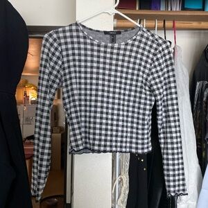 Checkered Mid Sleeve Croptop